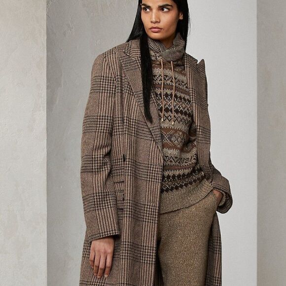 Ralph Lauren Collection ~ Fall 21 Isla Truffle & Morel Glen Plaid Wool Top Coat - Picture 9 of 17